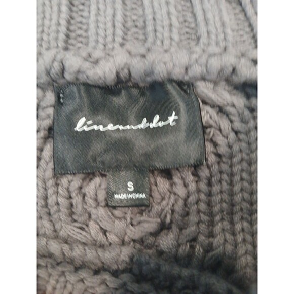 NWT $118 ANTHROPOLOGIE  LINE & DOT Charcoal GrayCable Knit Sweater Fringe Small - Picture 8 of 13